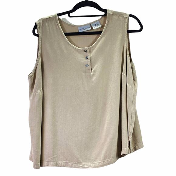 Jaclyn Smith Taupe Beige Sleeveless Summer Tank Top Blouse 1X - Picture 3 of 11